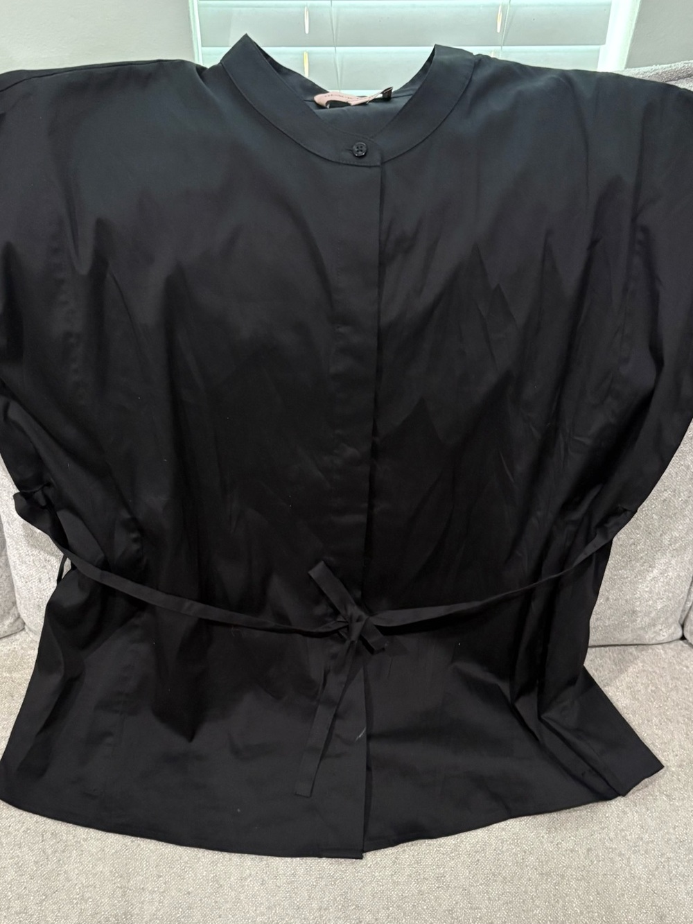 Chico's Black Short-Sleeve Tie-Waist Blouse